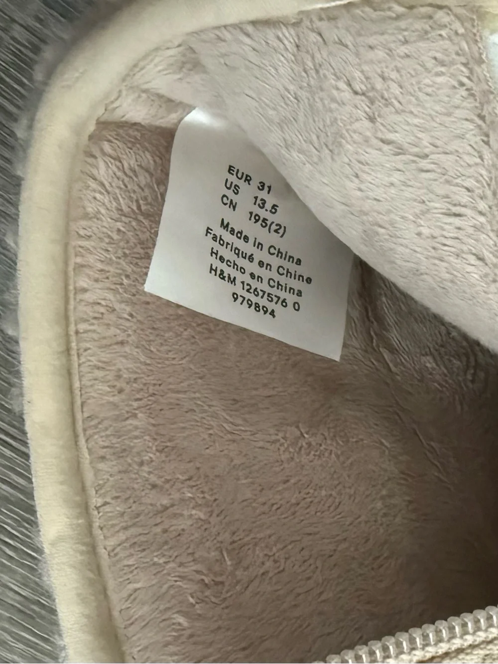 H&M Cream Sherpa Lace-Trim Kids Boots